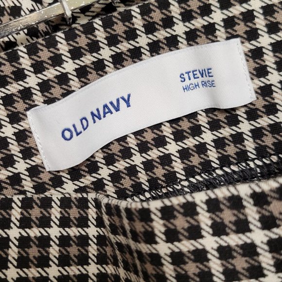 OLD NAVY Black and Tan Checkered High Rise Stretchy Dress Pants NWT 1031 - Picture 3 of 4